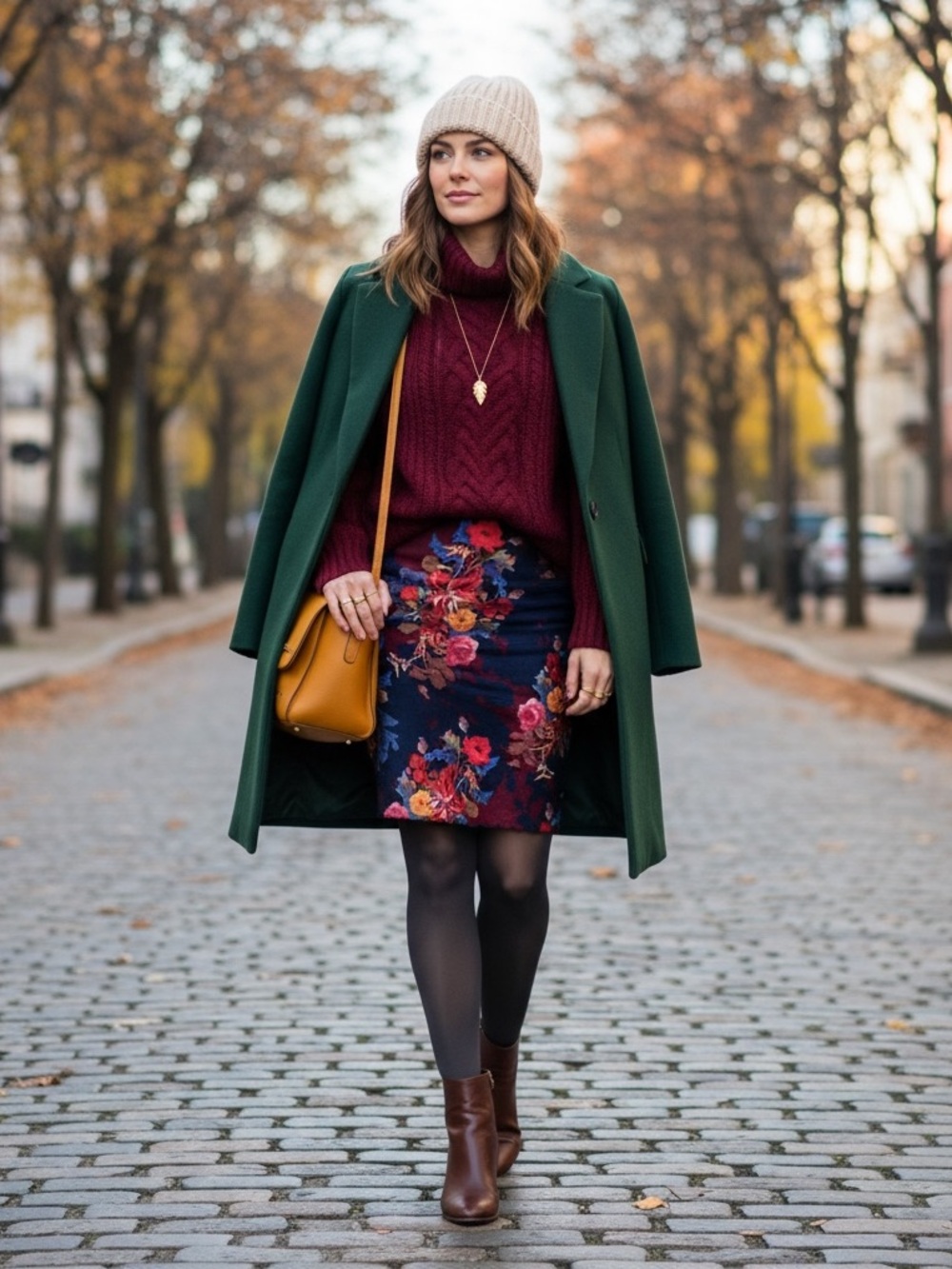 Anthropologie Navy Pencil Skirt with Red & Pink Floral Printb Gaza a